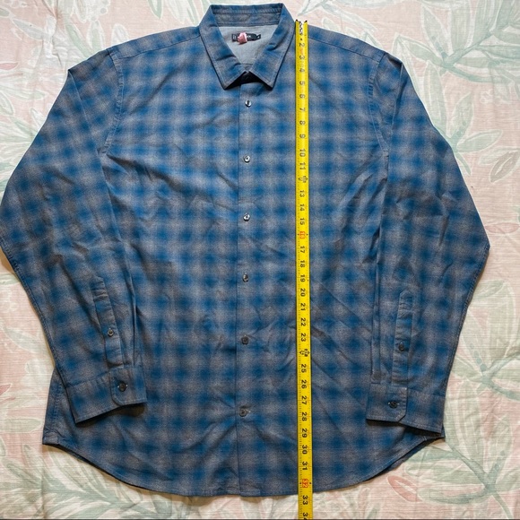 Vince 'Melrose' Trim Fit Plaid Sport Shirt Mens XXL Blue Gray Button Up Flannel - Picture 9 of 9